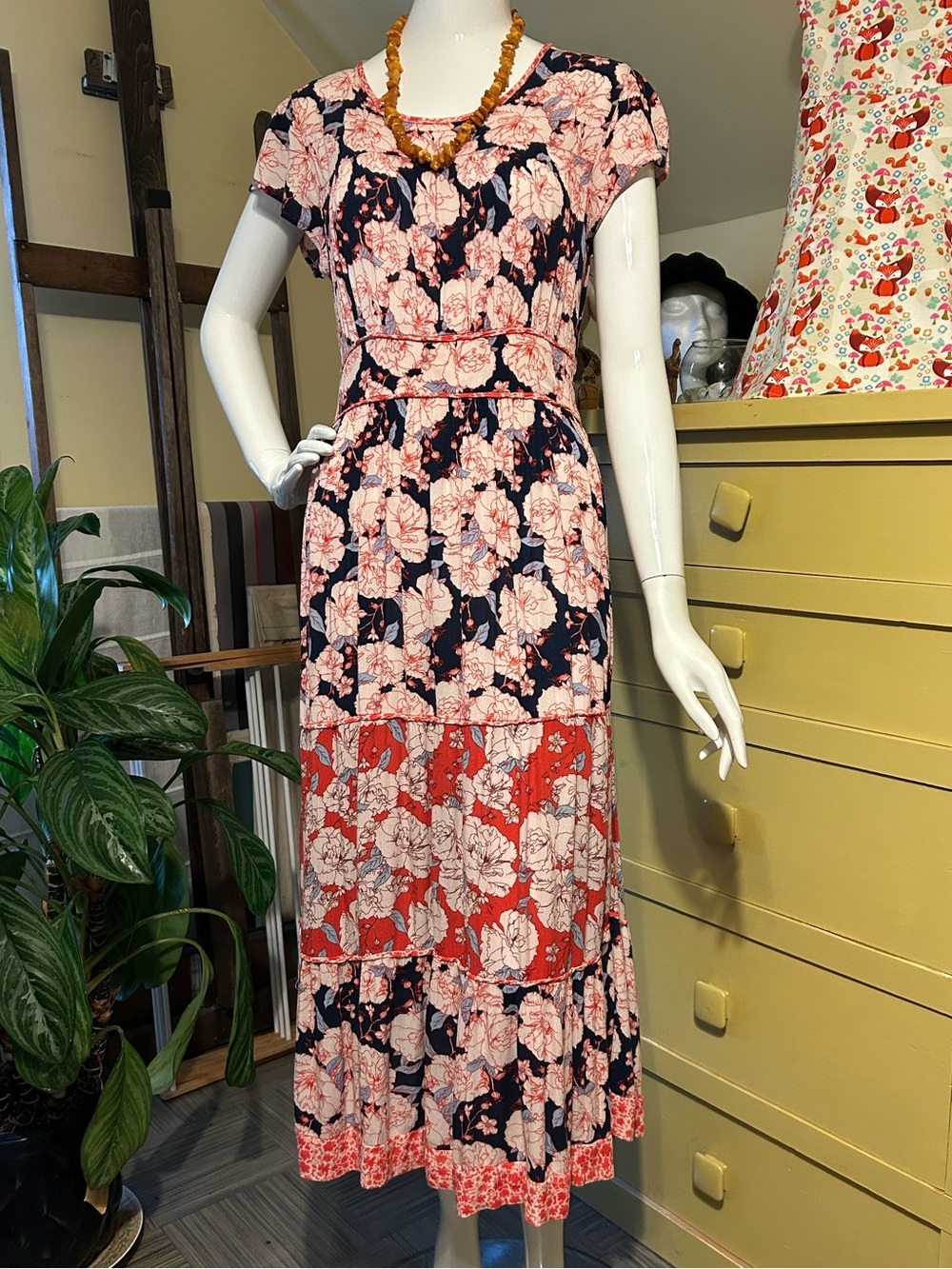 Knox Rose Navy and Red Floral Maxi Dress